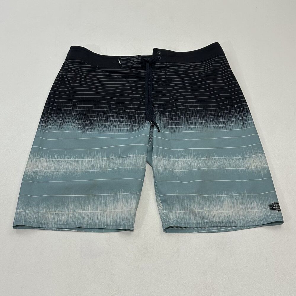 O'neill Men's Boardshorts Black To Teal Gradient Drawstring Closure, Size 30